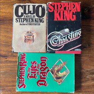 3 Stephen King Vintage Hardcover Books 80s - Christine, Cujo, Eyes of the Dragon